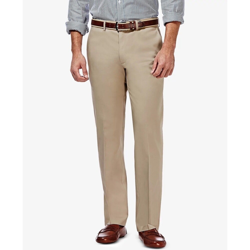 $70 NEW HAGGAR MENS 32X32 SOFT STRAIGHT FIT PREMIUM IRON FREE KHAKI CHINO PANTS